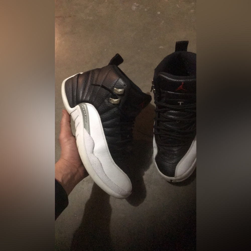 Playoff 12s size 9.5 and worn 1x all white Air Force 1 size 10 - Picture 4 of 7